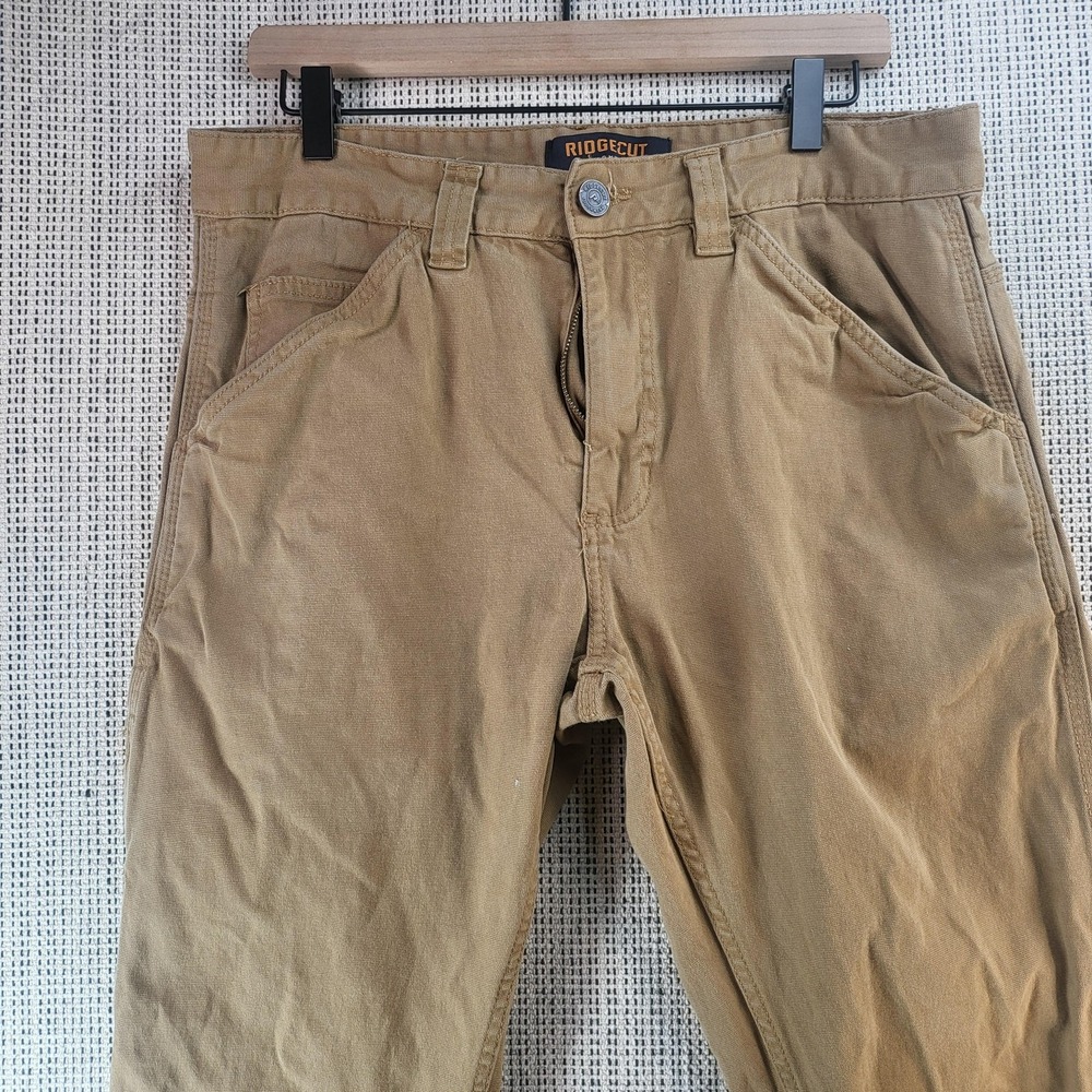 Ridgecut Toughwear Pants Mens 34x32 Brown Canvas Carpenter‎ Work Utility Stretch